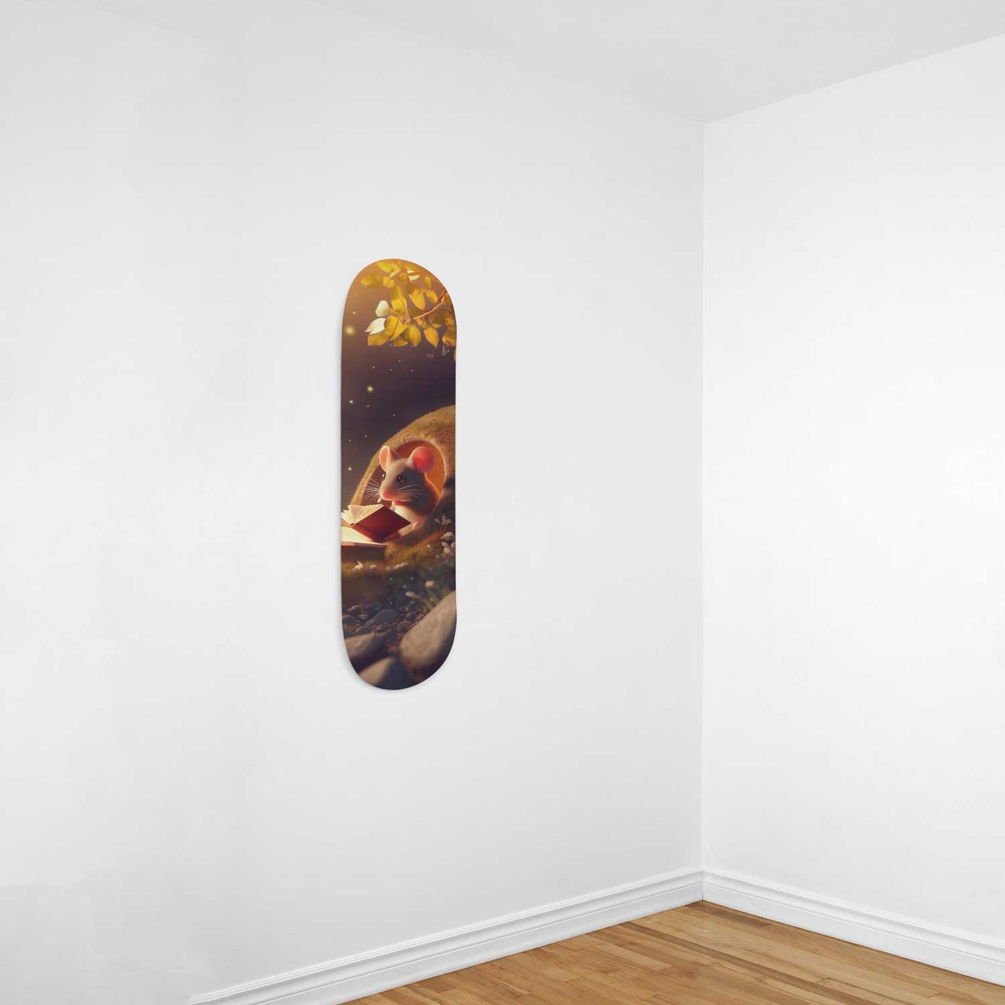 Mouse Reading Book #3.0 1-Deck Skateboard Wall Art