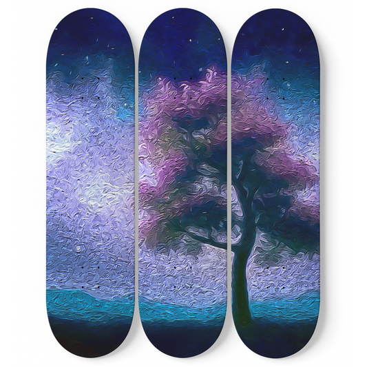 Van Gogh Mulberry Tree Under Starry Night 3-Deck Skateboard Wall Art