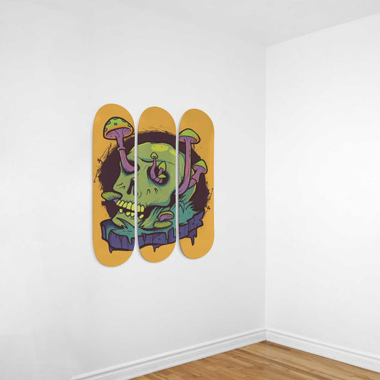 Mushroom Skull 3 Deck Skateboard Wall Art:Abstract Home Decor