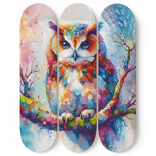 Owl#4.0 3-Deck Skateboard Wall Art