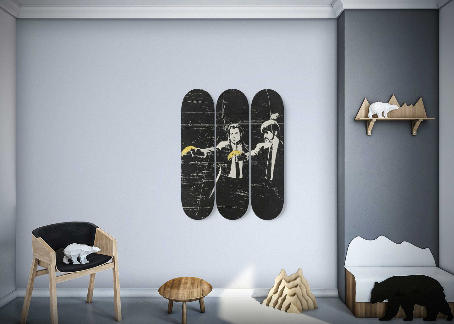 Banksy Pulp Fiction 3 Deck Skateboard Wall Art: Masterpiece,Beautiful Design