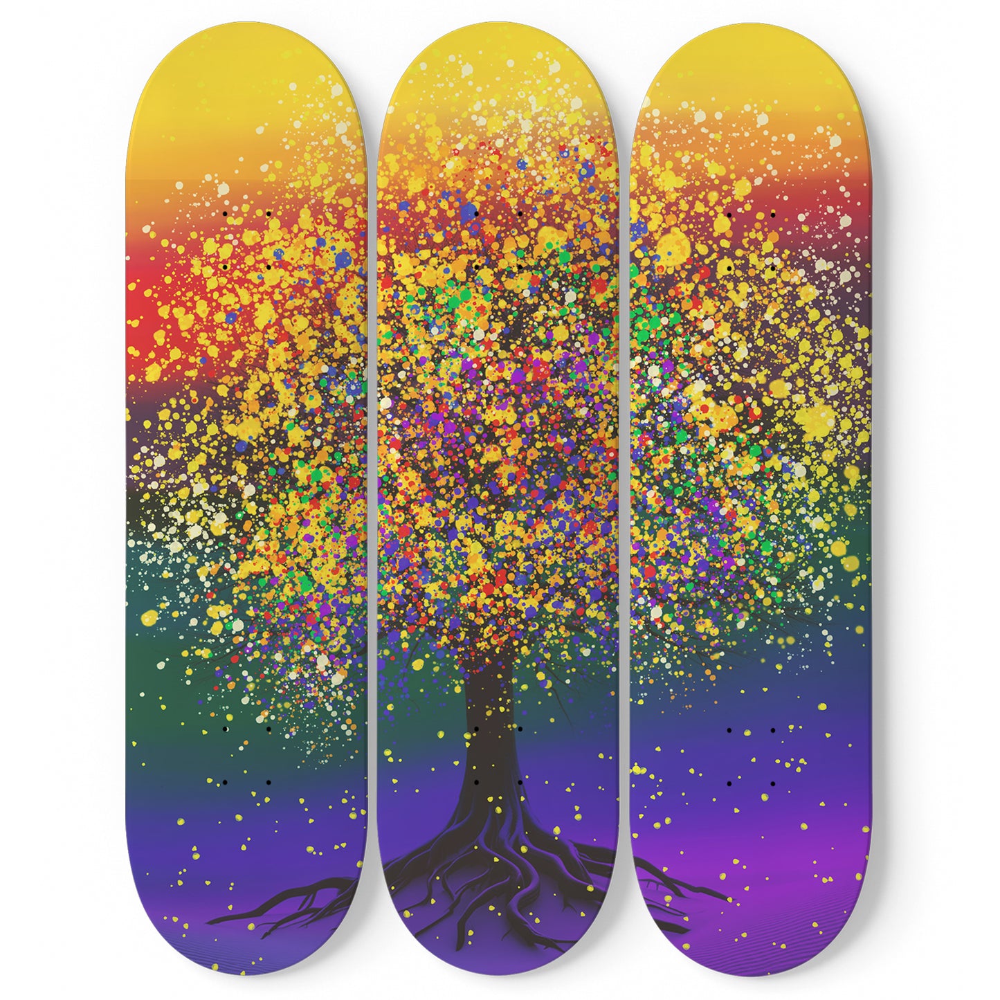 Rainbow Tree #2.0 3-Deck Skateboard Wall Art