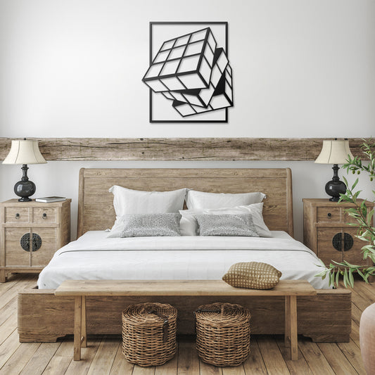 Rotating Rubiks Cube Metal Wall Art