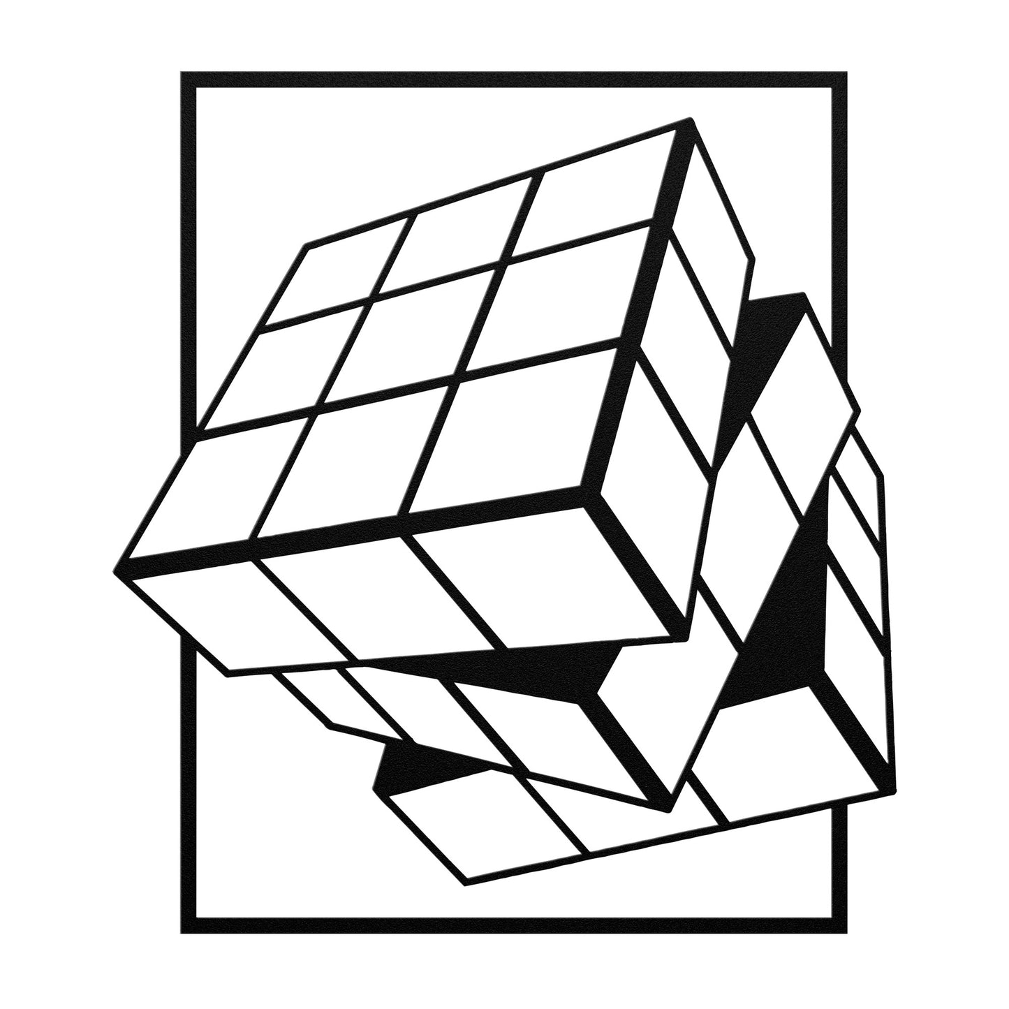 Rotating Rubiks Cube Metal Wall Art