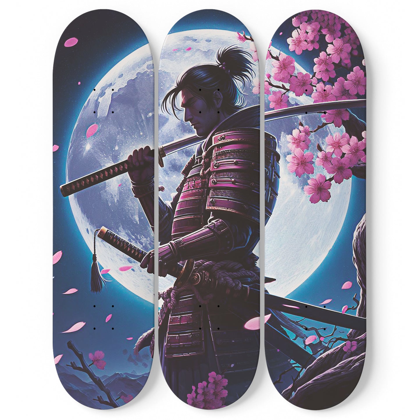 Samurai #3.0 3-Deck Skateboard Wall Art