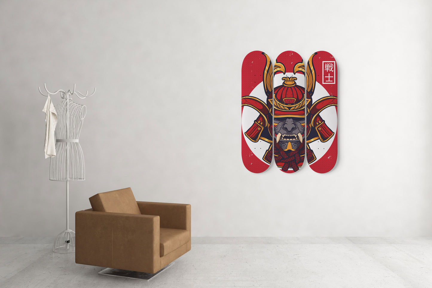 Samurai Legacy 3-Deck Skateboard Wall Art: Timeless Elegance