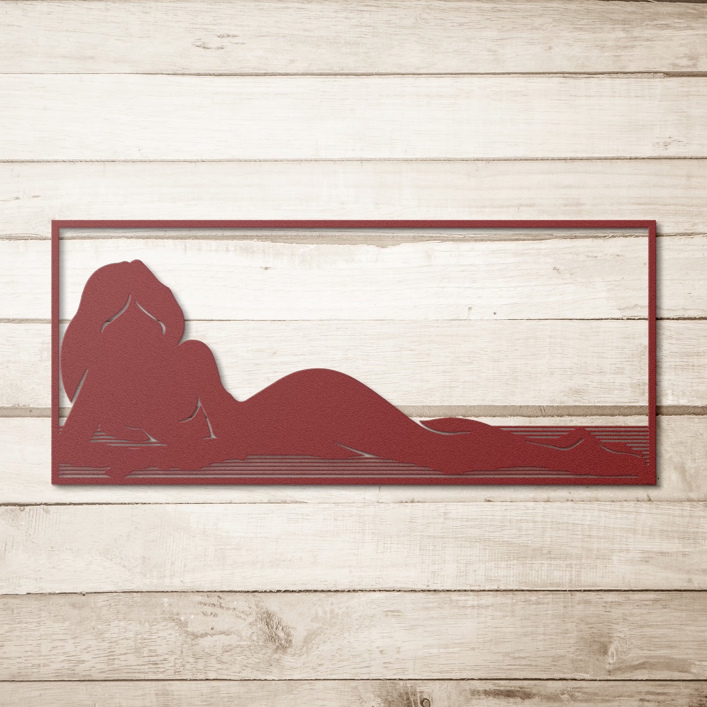 Sexy Lady Laying On The Beach Metal Wall Art