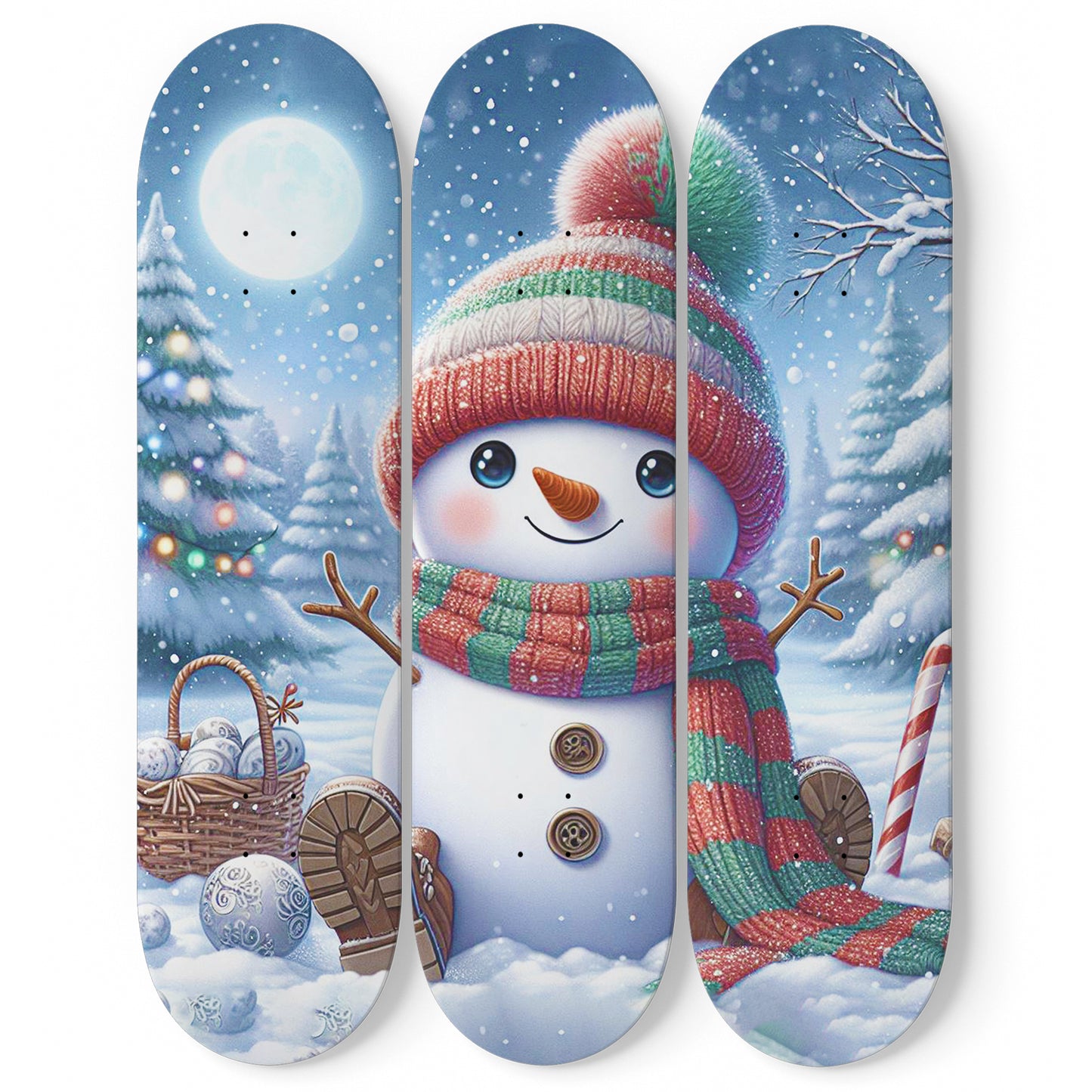 Snowman  3-Deck Skateboard Wall Art