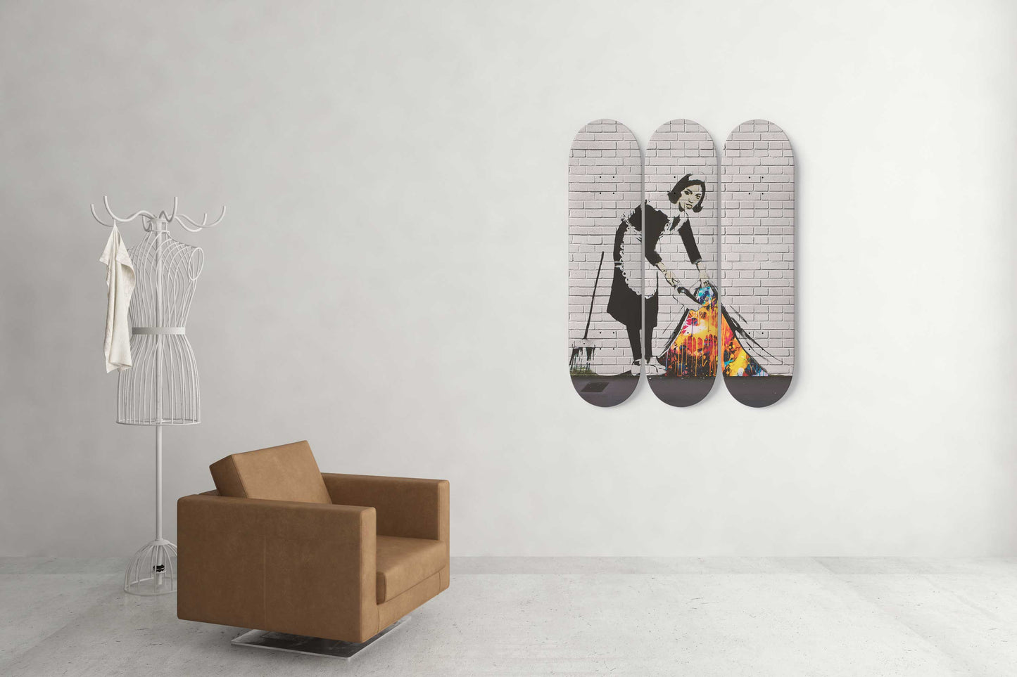 Banksy Sweep It Under the Carpet 3 Deck Skateboard Wall Art: Masterpiece,Beautiful Design