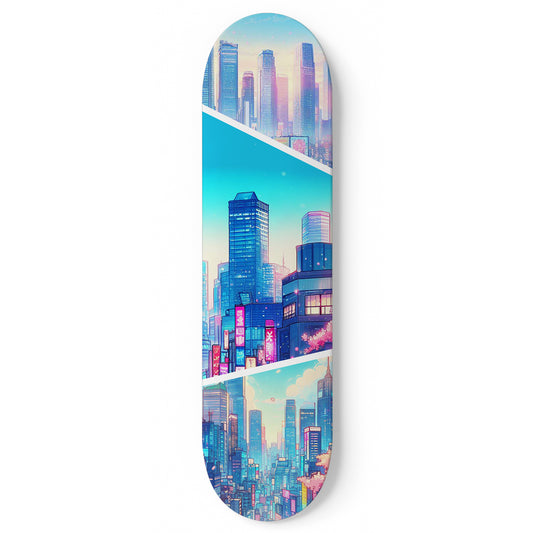 Tokyo Cityscaper 1-Deck Skateboard Wall Art