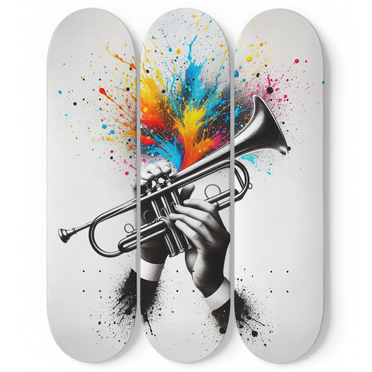 Trumpet 3-Deck Skateboard Wall Art