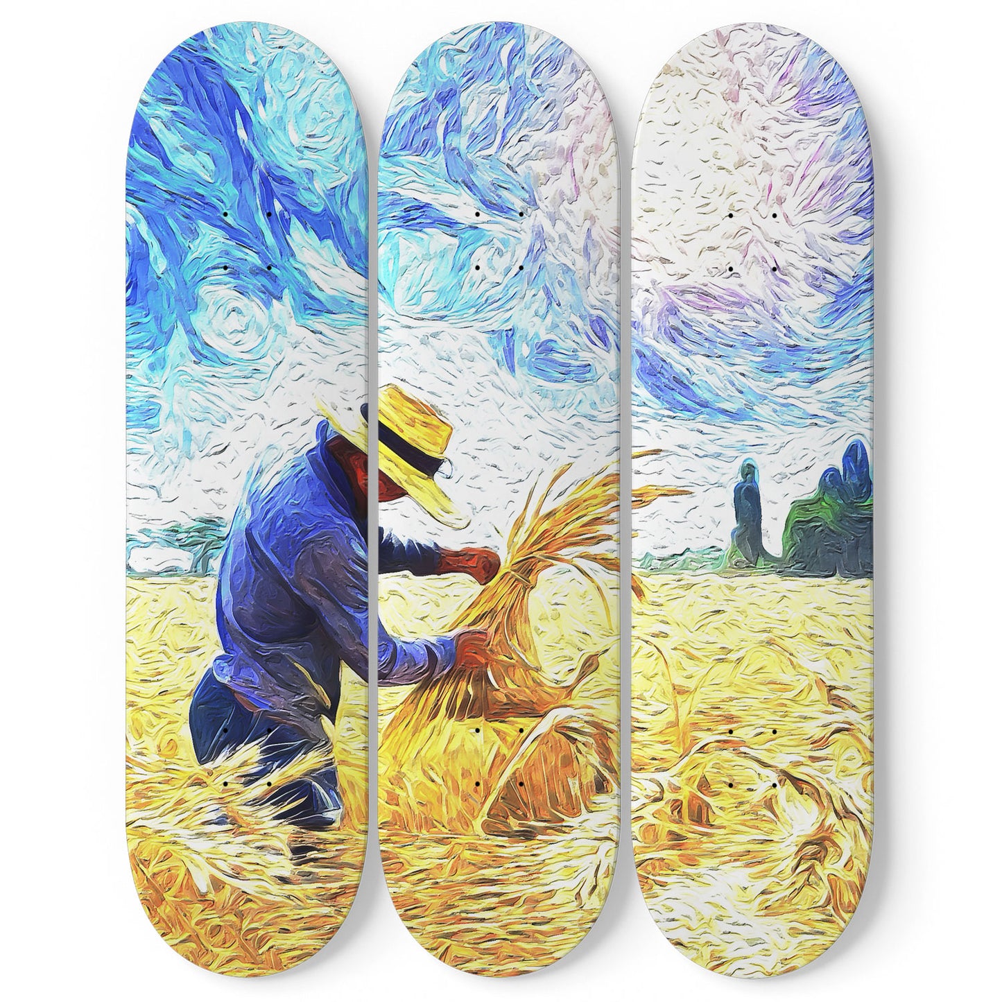 Van Gogh Wheat Farmer 3-Deck Skateboard Wall Art: A Masterpiece with Nature-Inspired Design