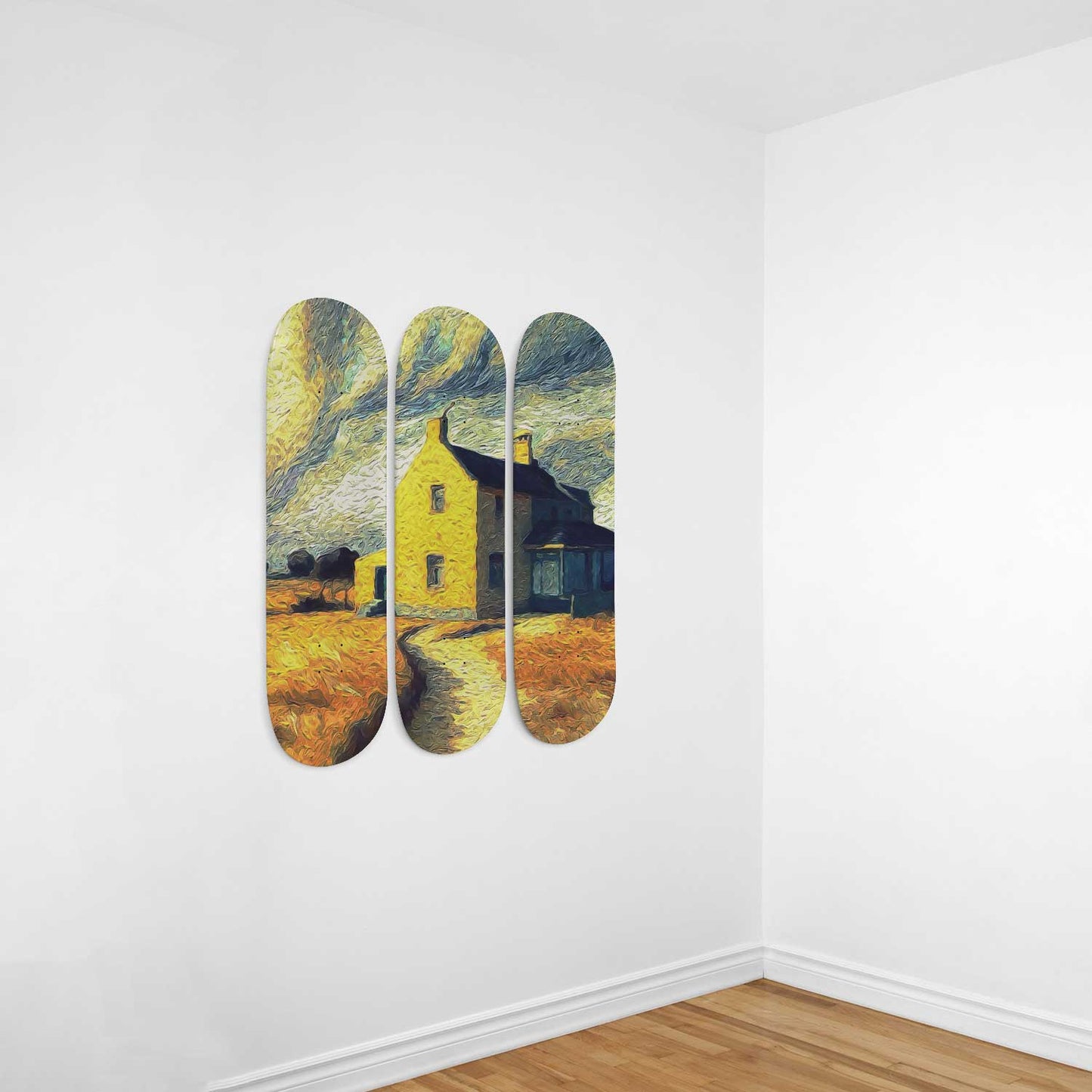 Van Gogh Yellow House 3-Deck Skateboard Wall Art