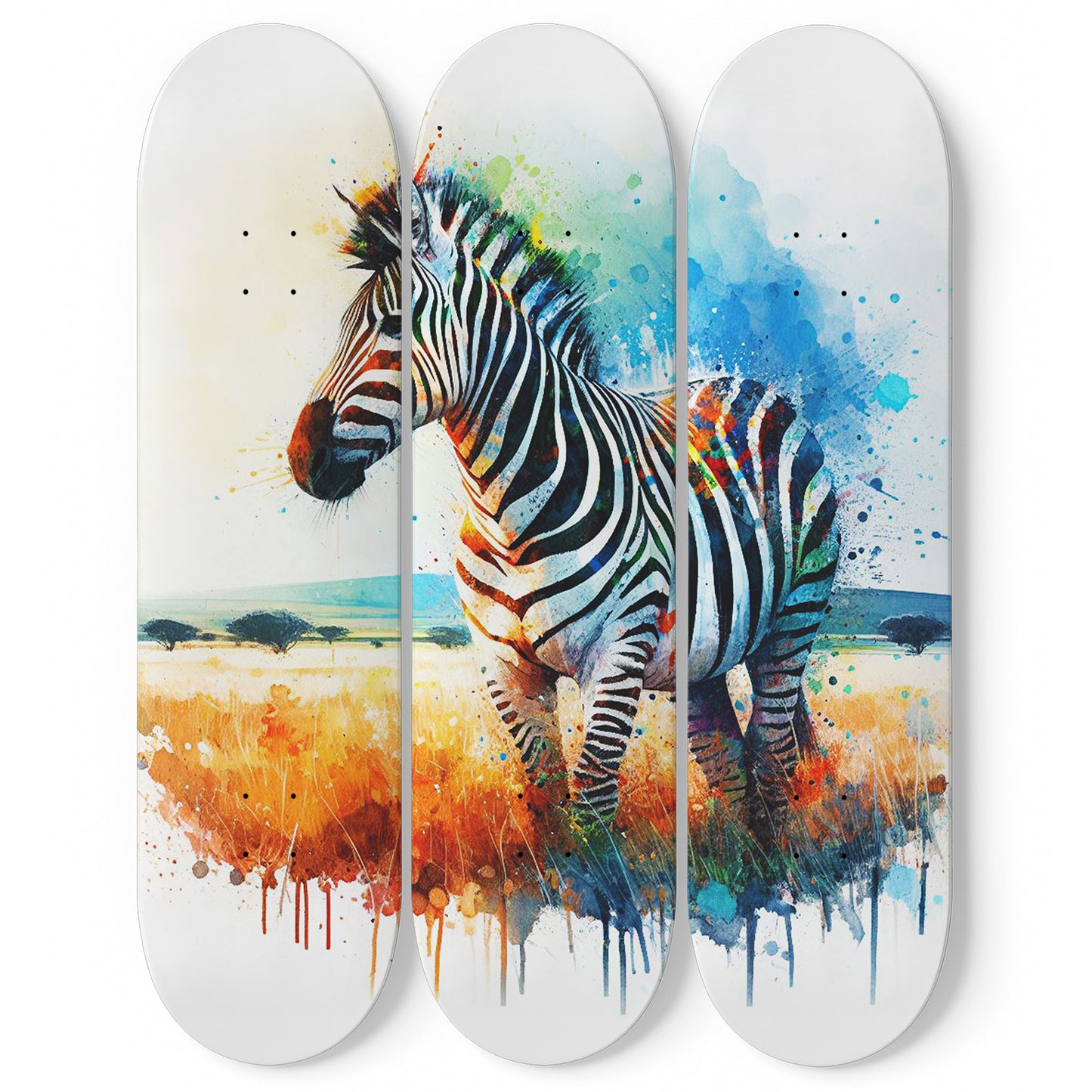 Zebra #2.0 3-Deck Skateboard Wall Art