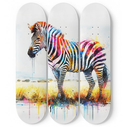 Zebra #5.0 3-Deck Skateboard Wall Art