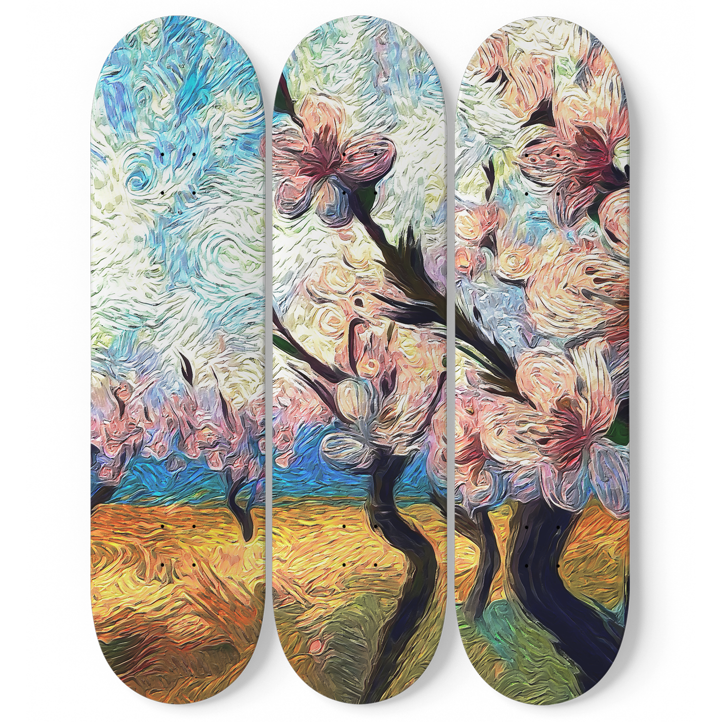 Van Gogh Almond Blossom 3-Deck Skateboard Wall Art: A Blossoming Masterpiece