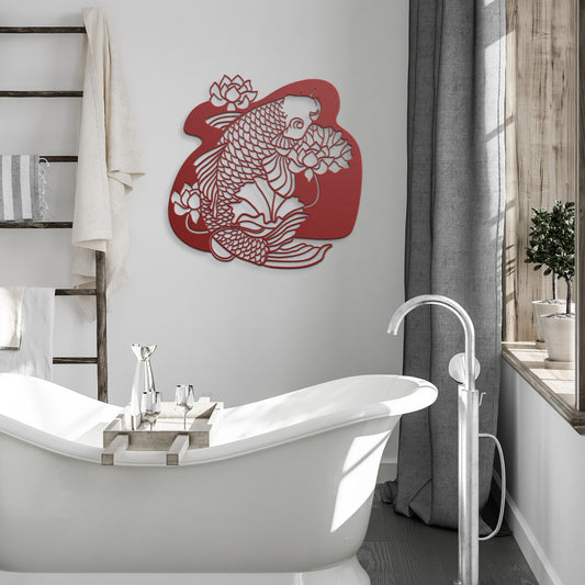 Beautiful Japanese KOI Fish Metal Wall Art