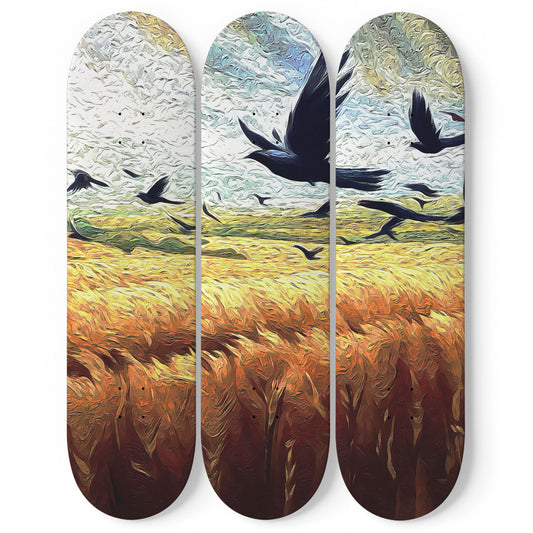 Van Gogh Crows in a Wheat Field 3-Deck Skateboard Wall Art