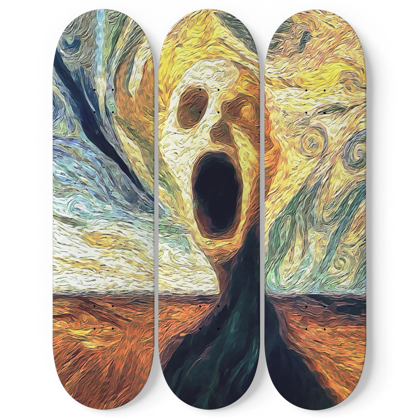 Van Gogh Echo 3-Deck Skateboard Wall Art: Masterpiece in Motion