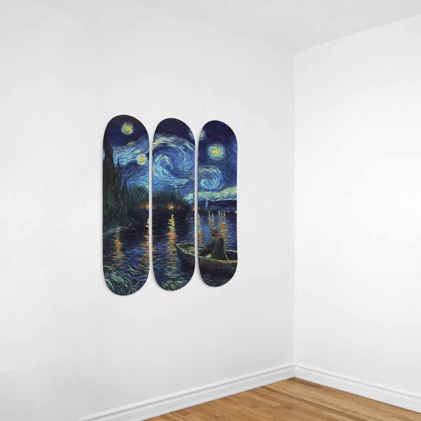 Van Gogh Fishman at night  3-Deck Skateboard Wall Art