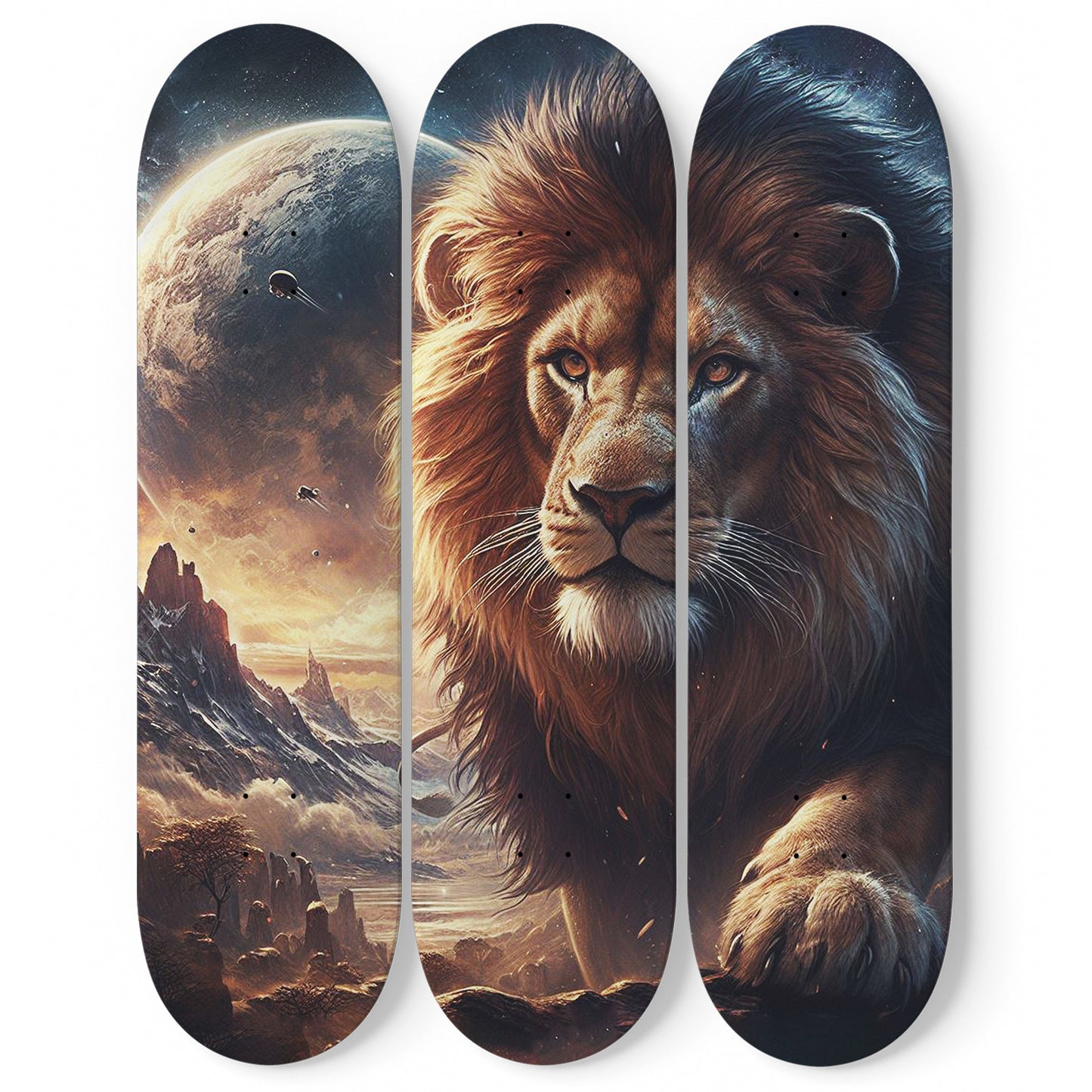Galaxy Lion 3-Deck Skateboard Wall Art