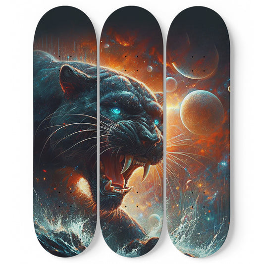 Galaxy Panther 3-Deck Skateboard Wall Art