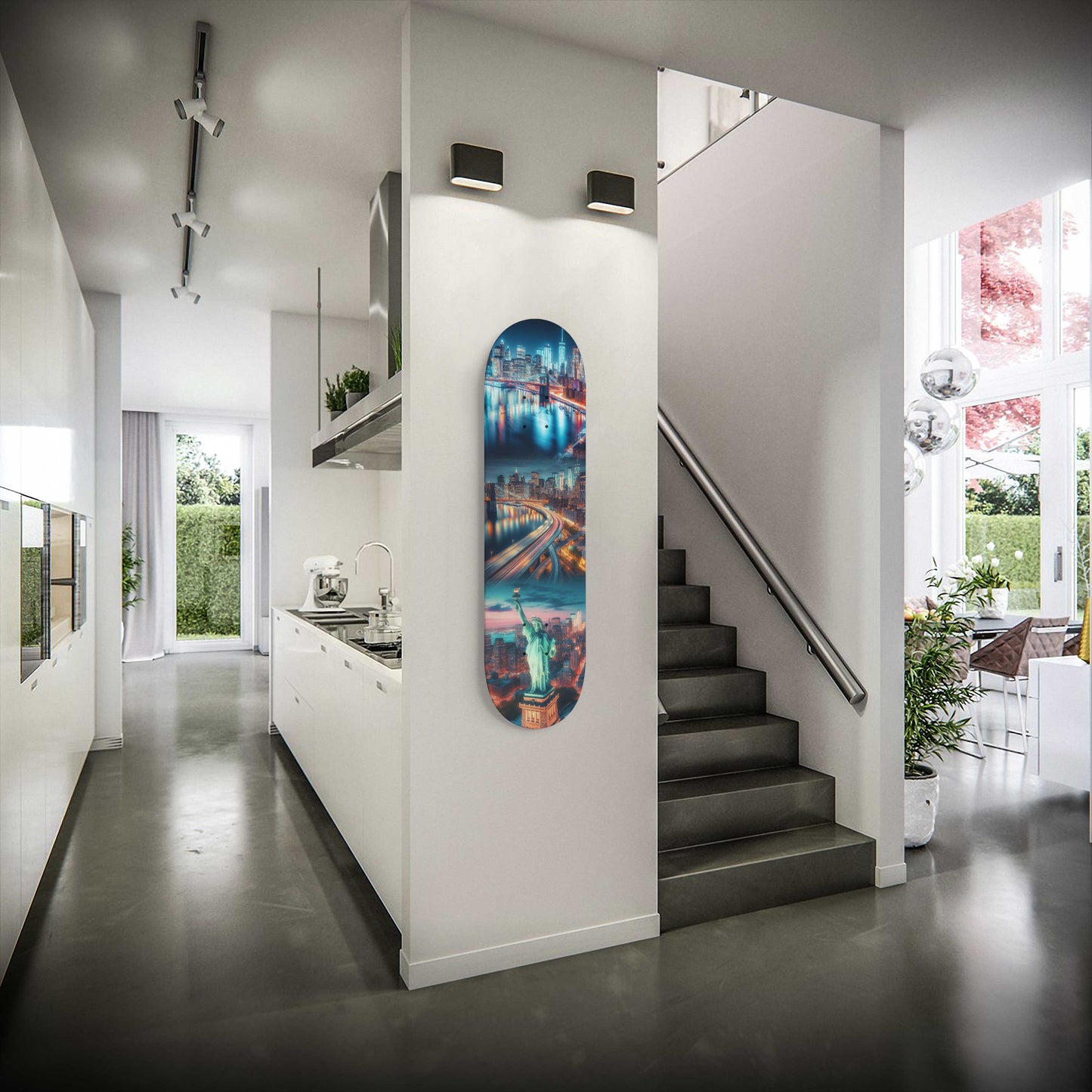 I Love New York Cityscaper 1-Deck Skateboard Wall Art