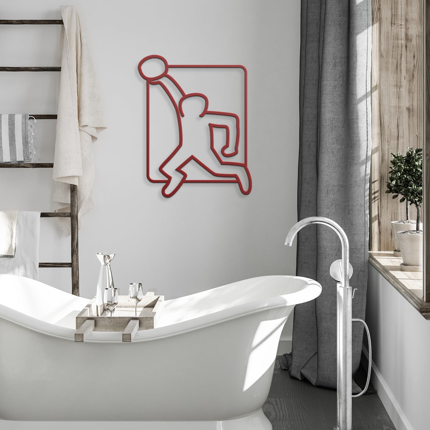 Keith Haring Style BASKETBALL Pose Metal Wall Art