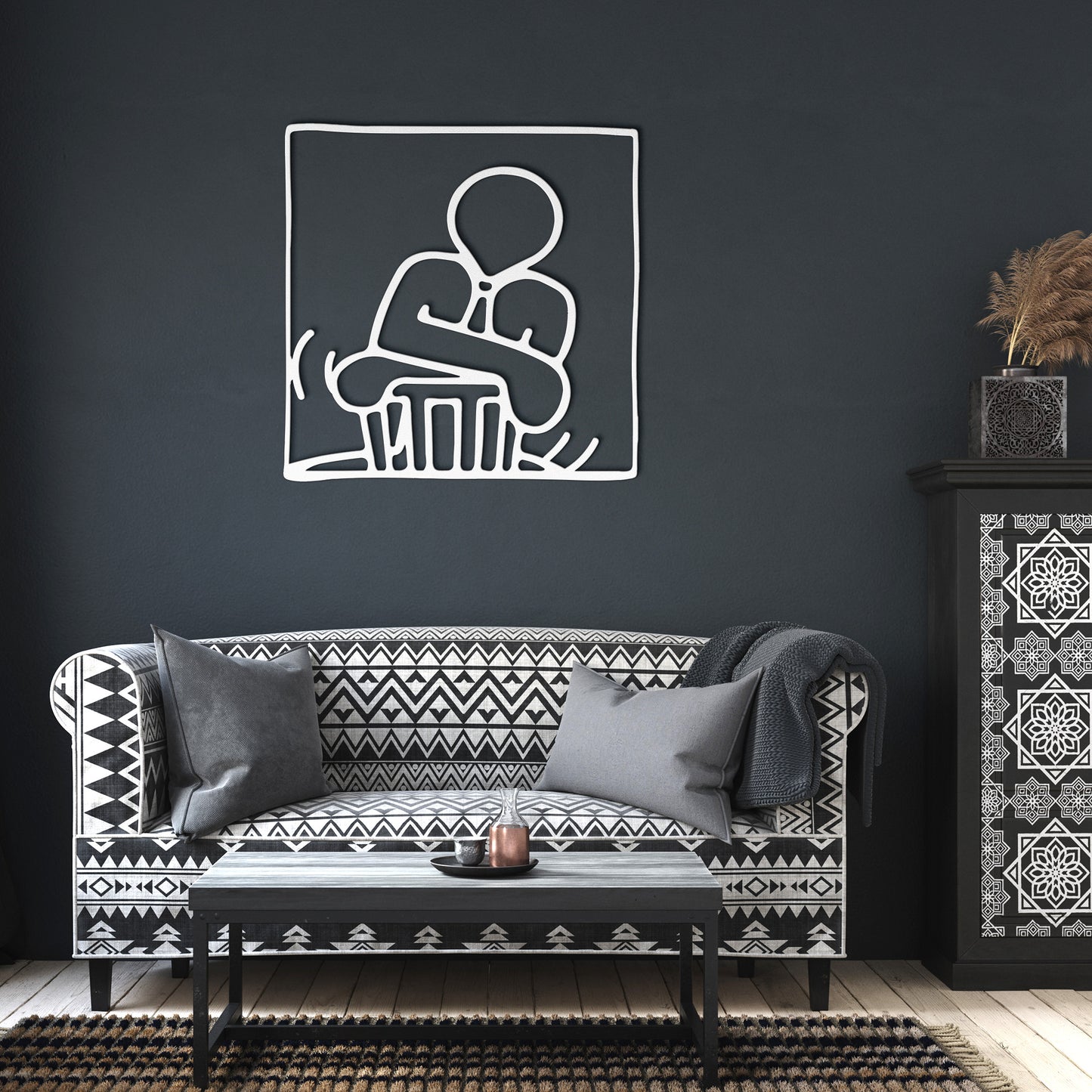 Keith Haring Man Chillin on a Sit Metal Wall Art