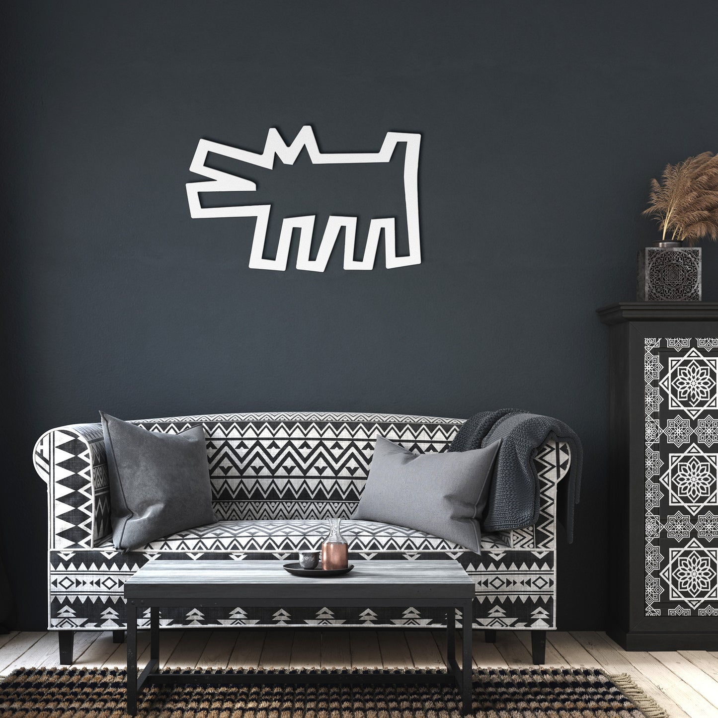 Keith Haring Dancing Dogs Figure Metal Wall Art 1