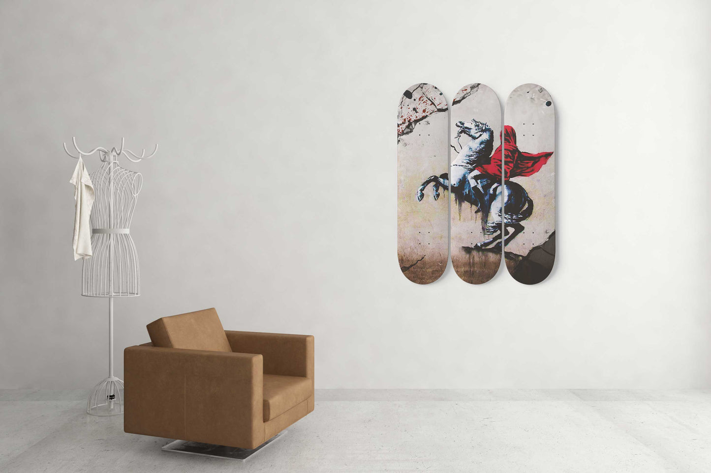 Banksy Knight in a Red Cape 3 Deck Skateboard Wall Art