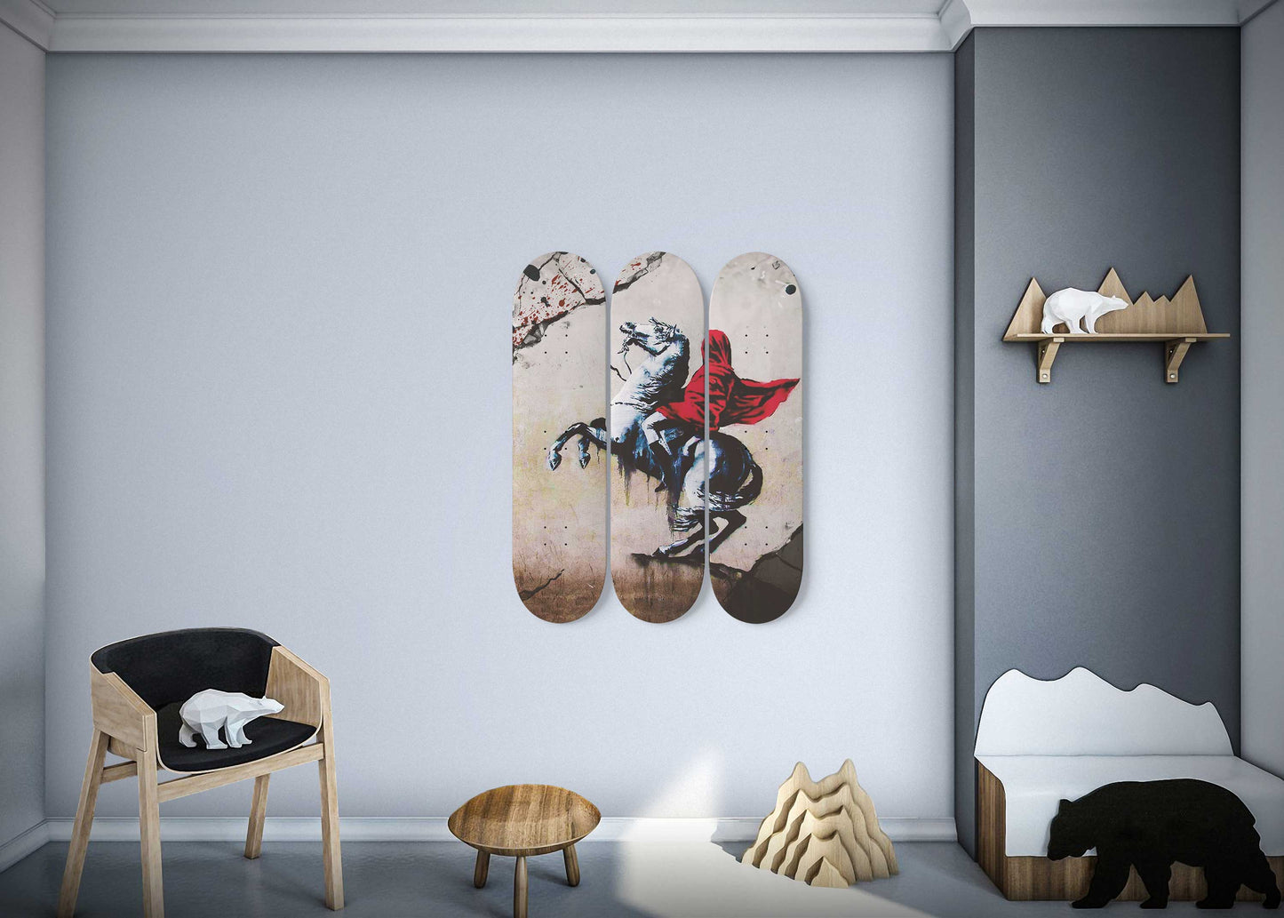 Banksy Knight in a Red Cape 3 Deck Skateboard Wall Art