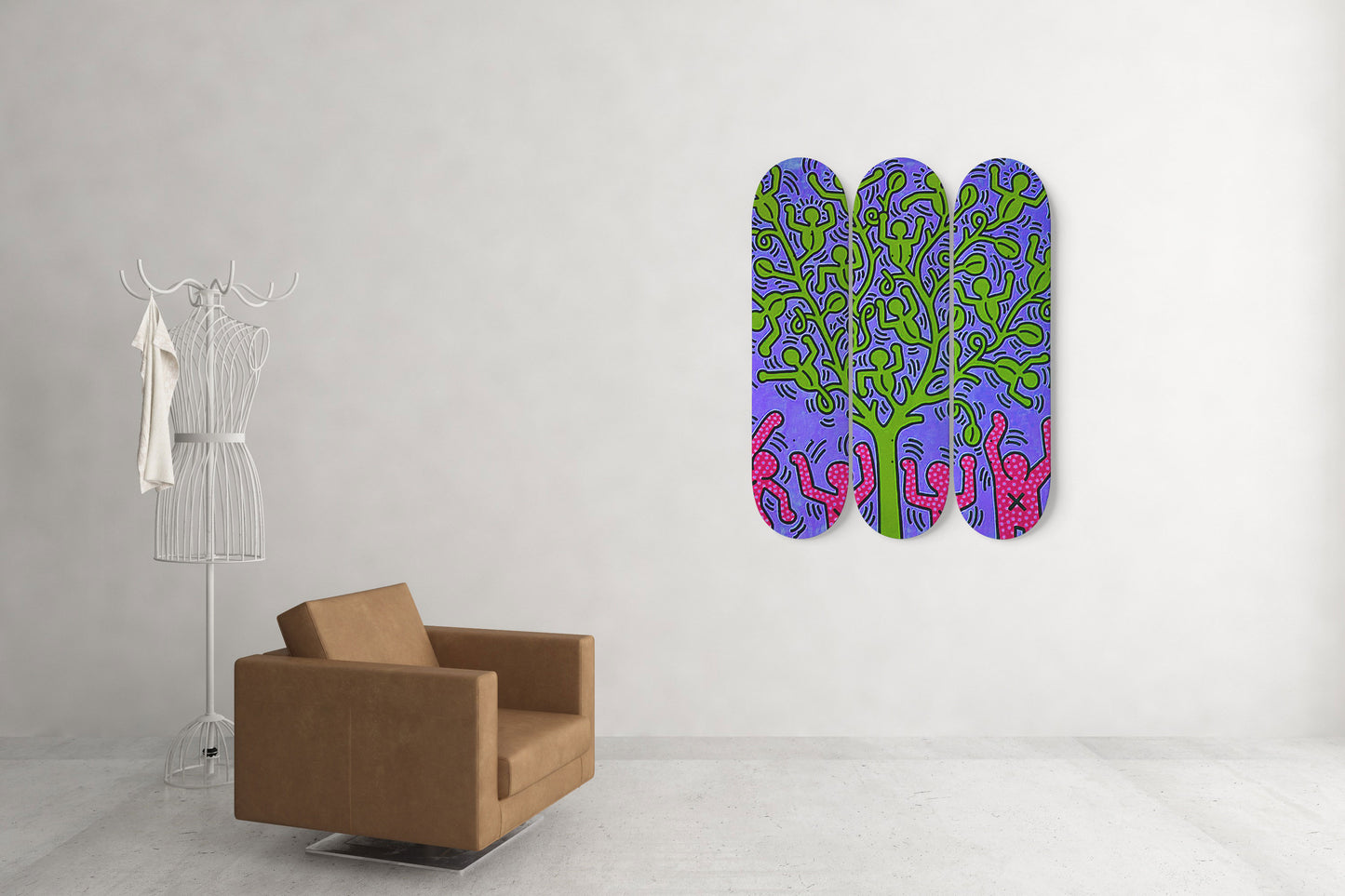 Keith Haring Monkey Tree Modern Wall Art #5.0 : Famous Artwork , Living Room Decor, Art Nouveau Wall Art