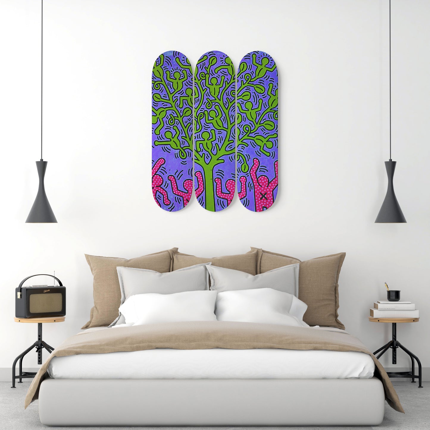 Keith Haring Monkey Tree Modern Wall Art #5.0 : Famous Artwork , Living Room Decor, Art Nouveau Wall Art