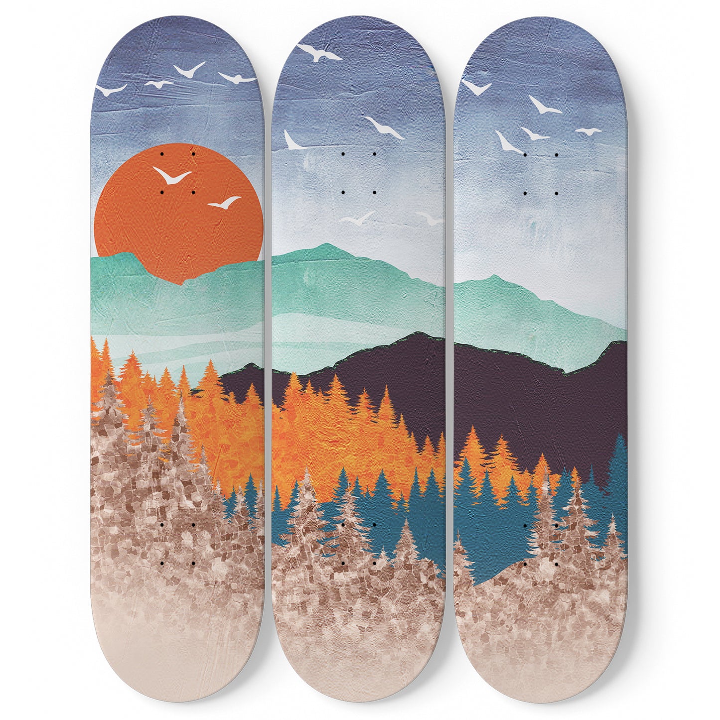 Mountain Sunset#1.0 3-Deck Skateboard Wall Art