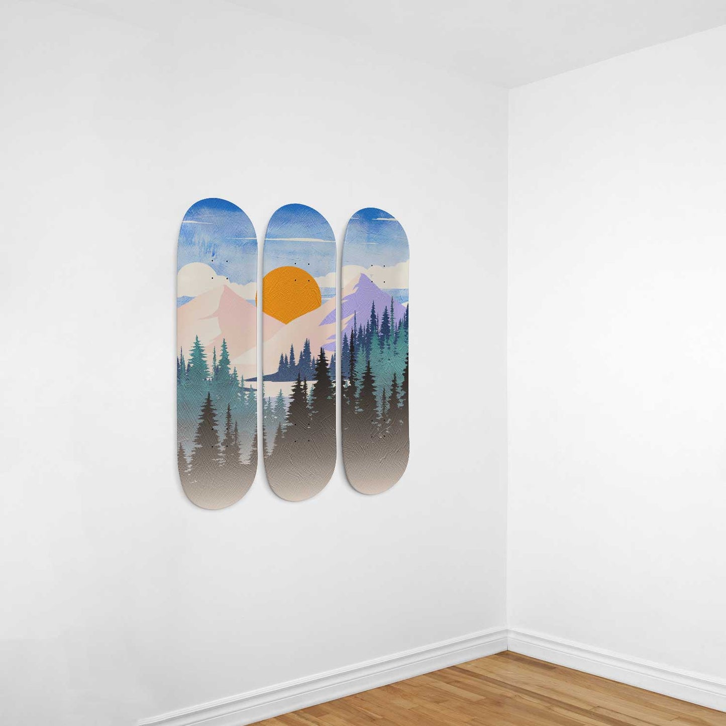 Mountain Sunset #2.0 3-Deck Skateboard Wall Art