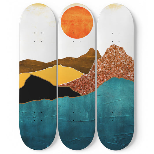 Mountain Sunset#3.0 3-Deck Skateboard Wall Art