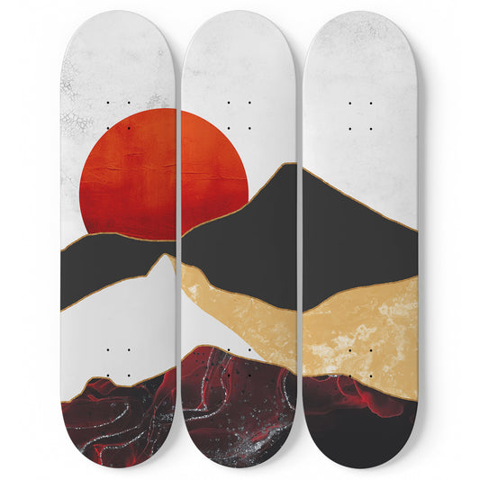 Mountain Sunset #5.0 3-Deck Skateboard Wall Art