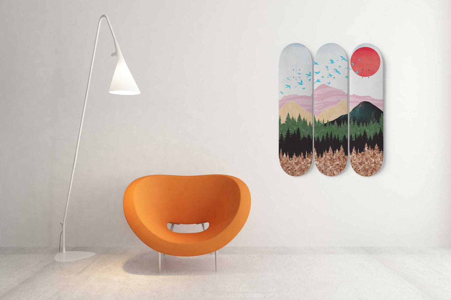 Mountain Sunset #6.0 3-Deck Skateboard Wall Art