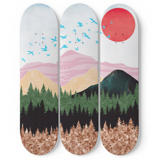 Mountain Sunset #6.0 3-Deck Skateboard Wall Art