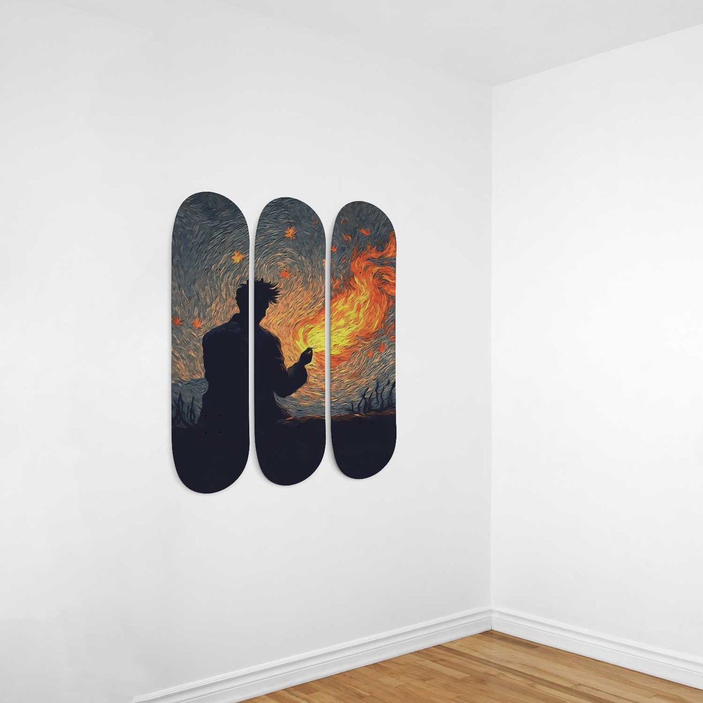 Van Gogh Night Chillin 3-Deck Skateboard Wall Art
