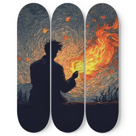 Van Gogh Night Chillin 3-Deck Skateboard Wall Art