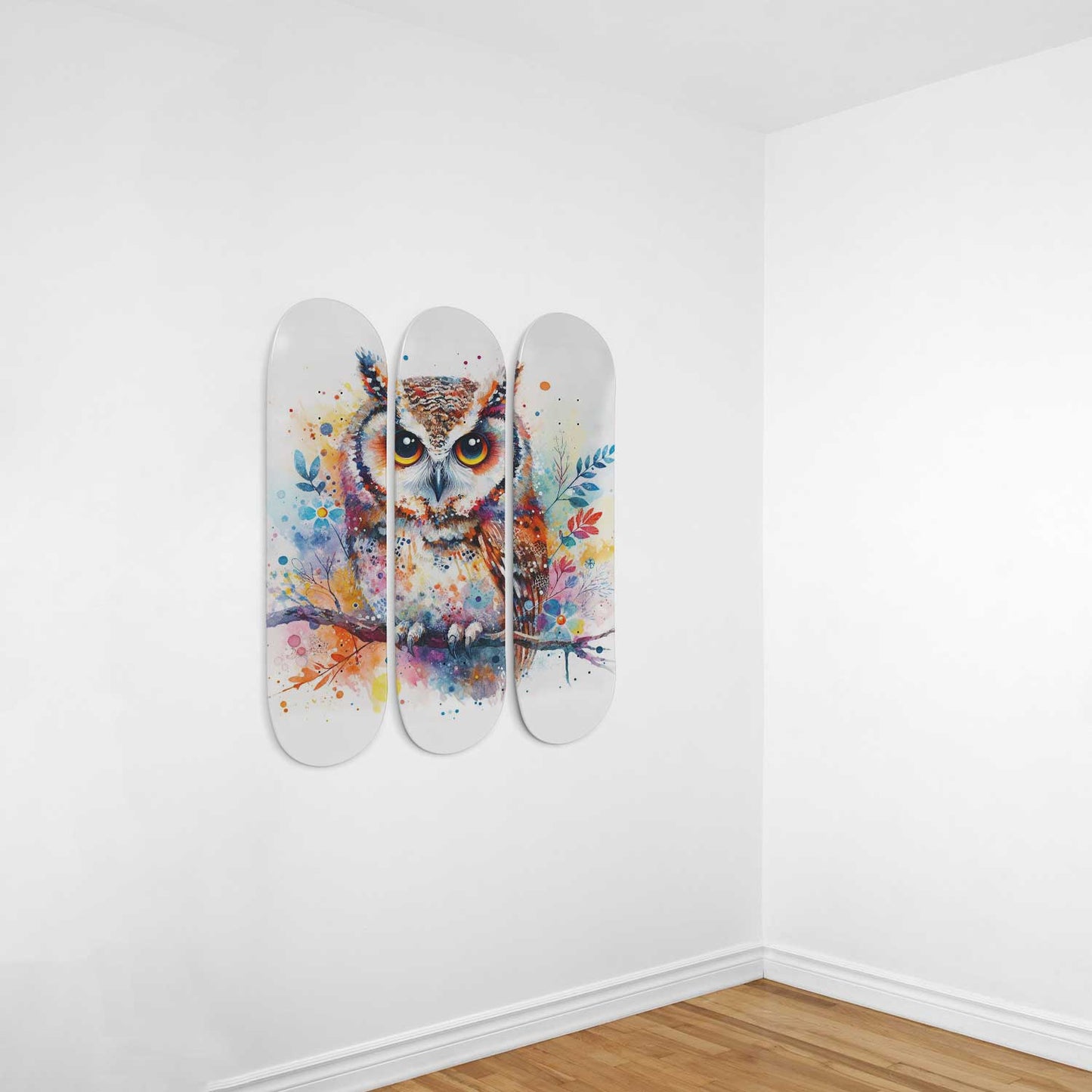 Owl #1.0 3-Deck Skateboard Wall Art