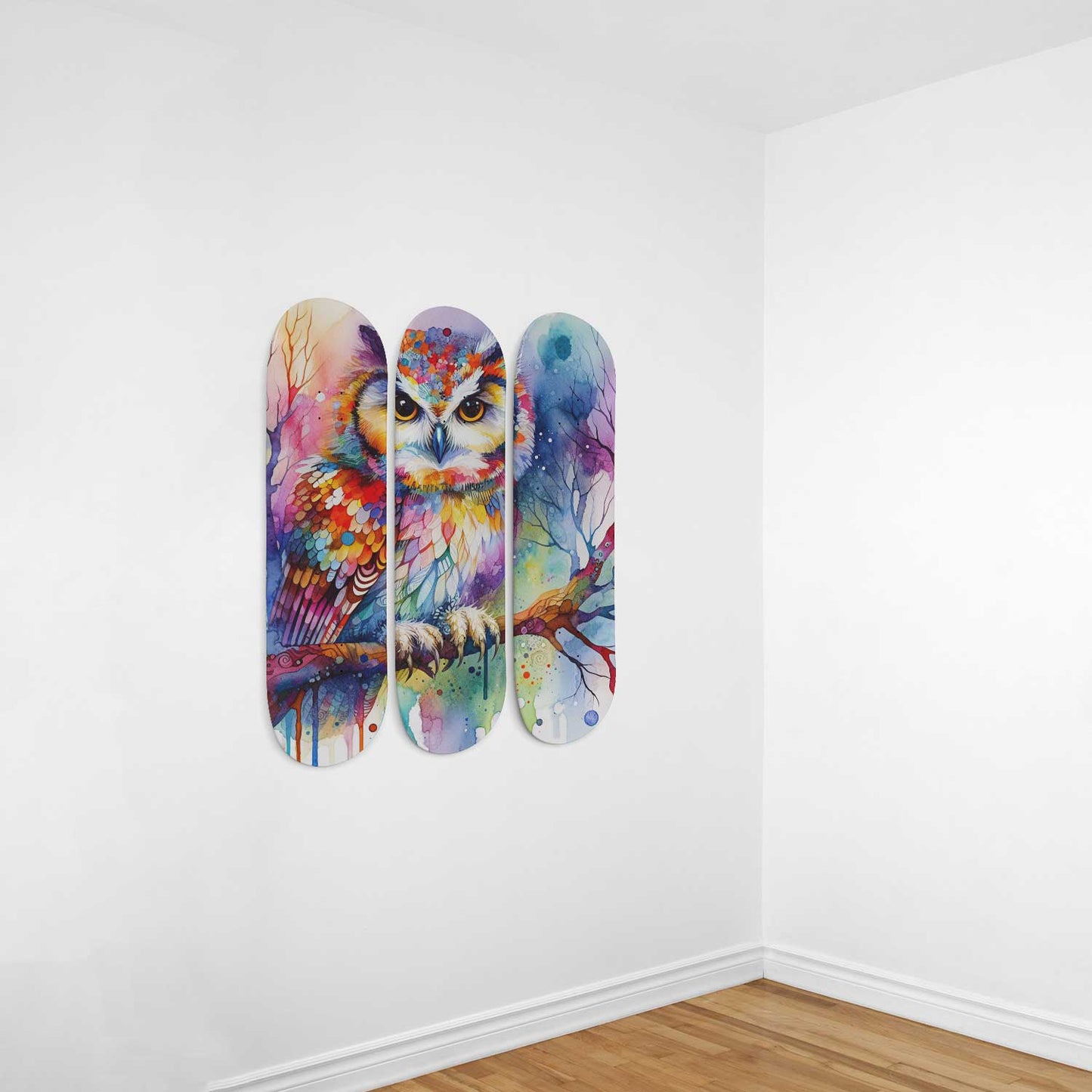 Owl #2.0 3-Deck Skateboard Wall Art