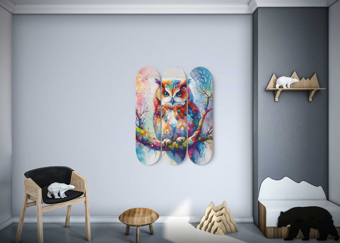 Owl#4.0 3-Deck Skateboard Wall Art
