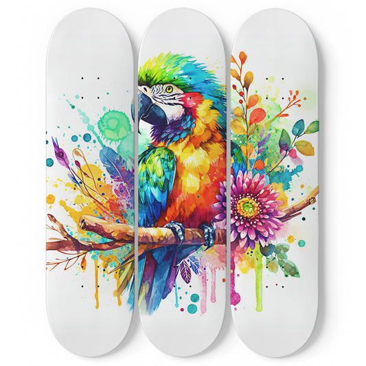 Beautiful Parrot #3 3-Deck Skateboard Wall Art