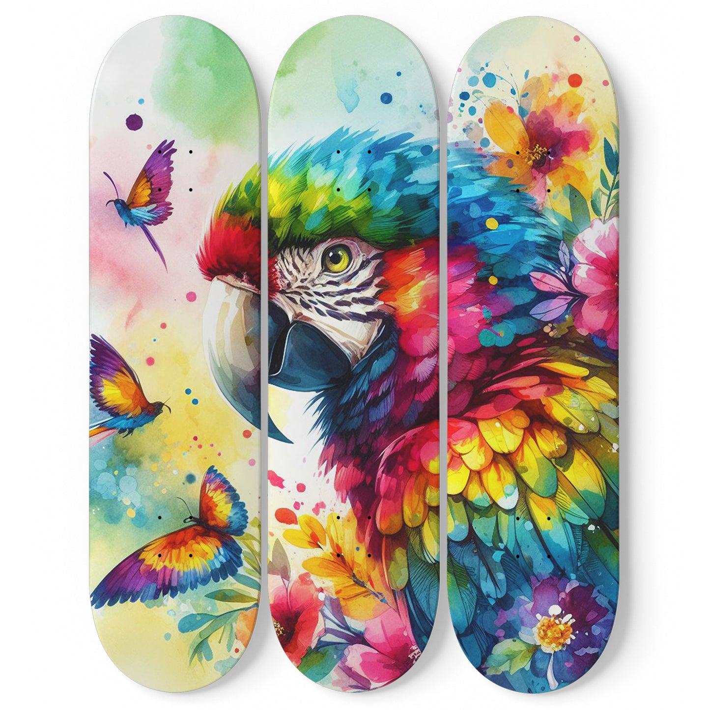 Beautiful Parrot #4 3-Deck Skateboard Wall Art