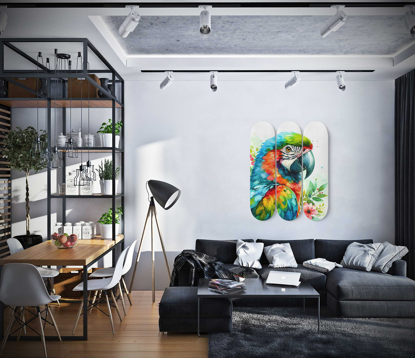 Beautiful Parrot #5 3-Deck Skateboard Wall Art