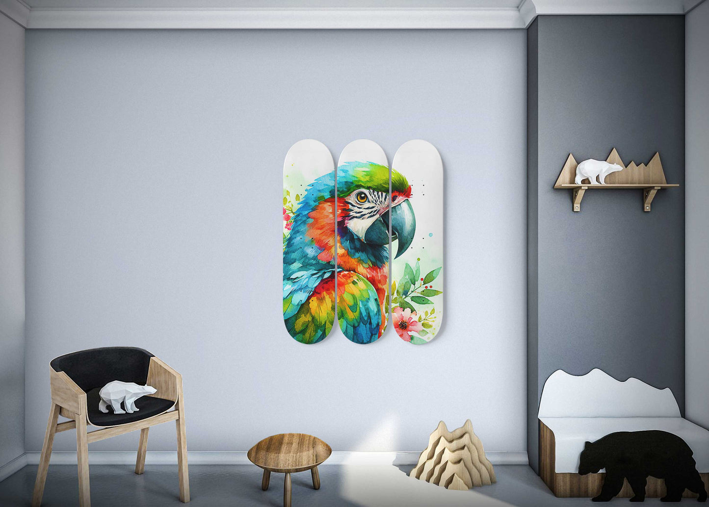 Beautiful Parrot #5 3-Deck Skateboard Wall Art