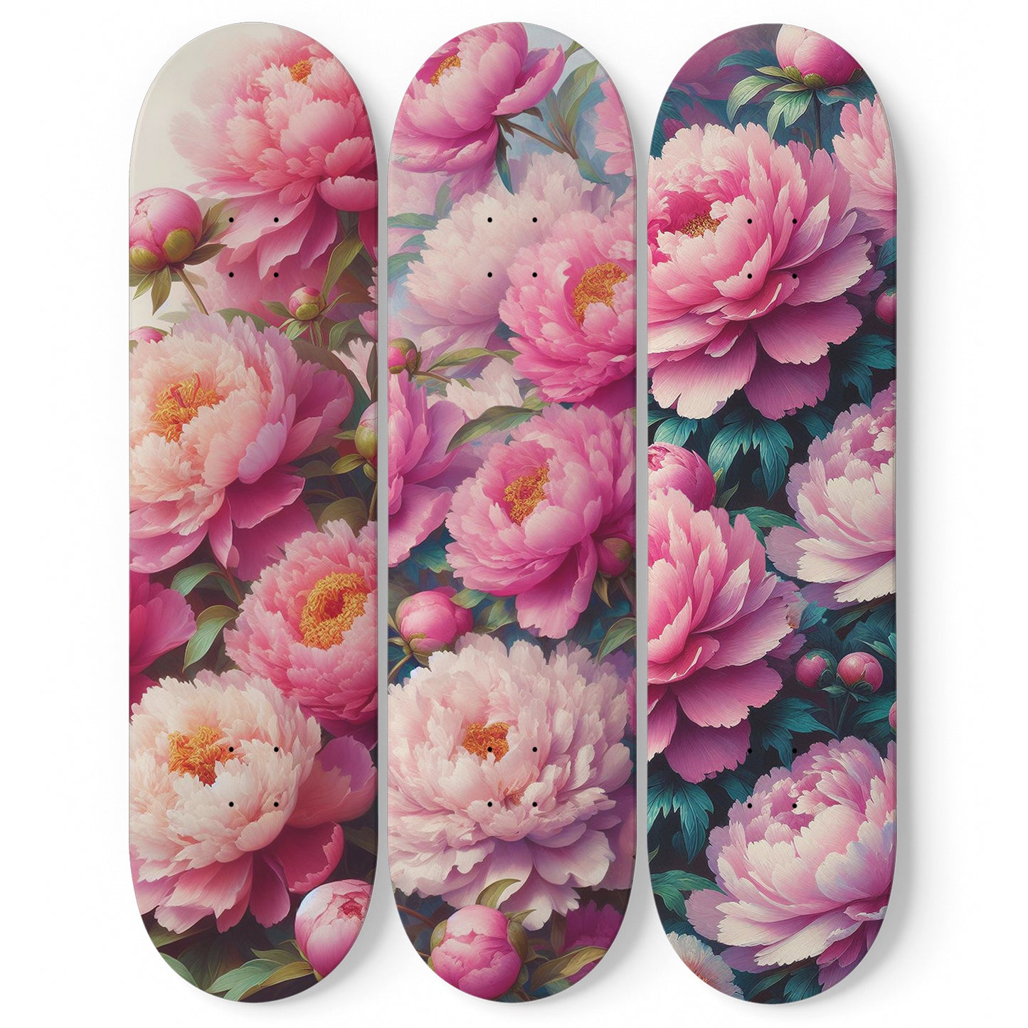 Peony Garden 3-Deck Skateboard Wall Art